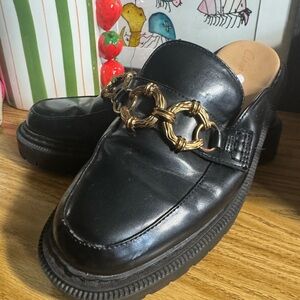 Circus by Sam Edelman Black Loafers with Gold Accent